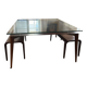 Dining table glass and wood. Italian vintage from the 80s.