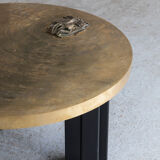 Table basse en laiton gravé par Christian Krekels, Belgique, 1990