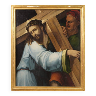 Great 17th century panel painting, Christ Carrying the Cross