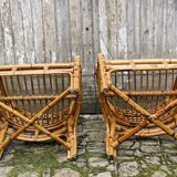 Pair of rattan armchairs, made in Italy