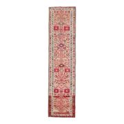 1970s Vintage Turkish Hand-Knotted Wool Cotton Beige Runner Rug 80x348