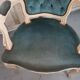 Louis XV armchair in old blue velvet