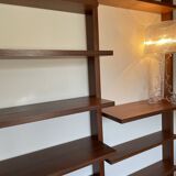 70s teak wall bookcase, minimalist design, 2.5m x 2m
