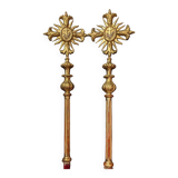 Pair of late 18th century gilded wooden processional sticks