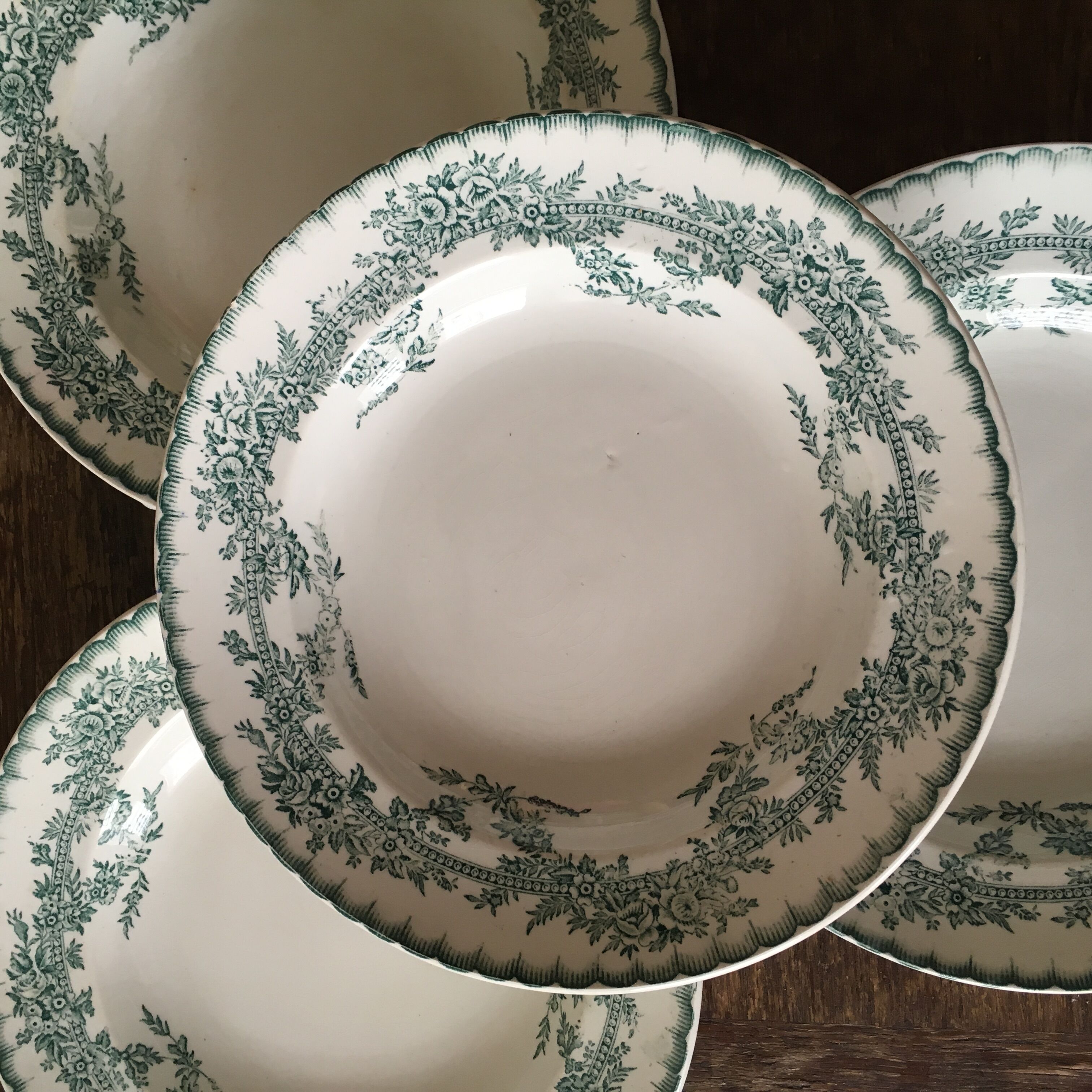Set of 4 old plates earthenware pottery from Onnaing