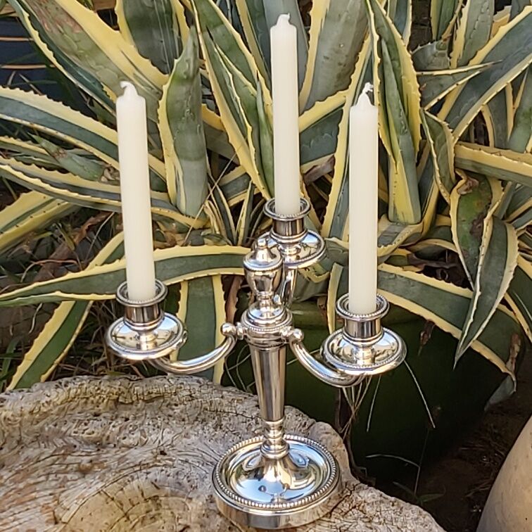 Pair of chandeliers model beads silver metal Christofle