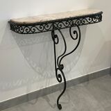 Wrought iron and marble console