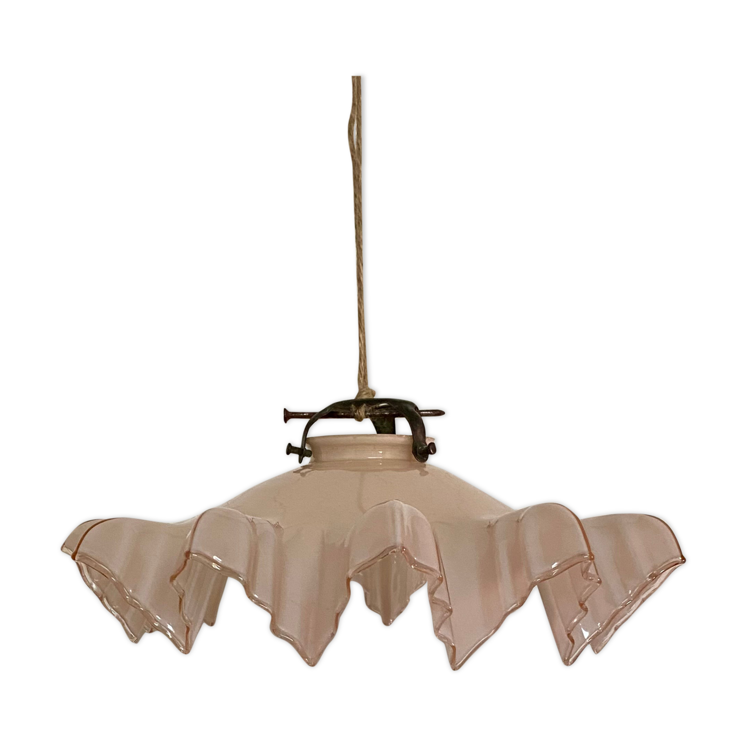Old pink glass pendant lamp