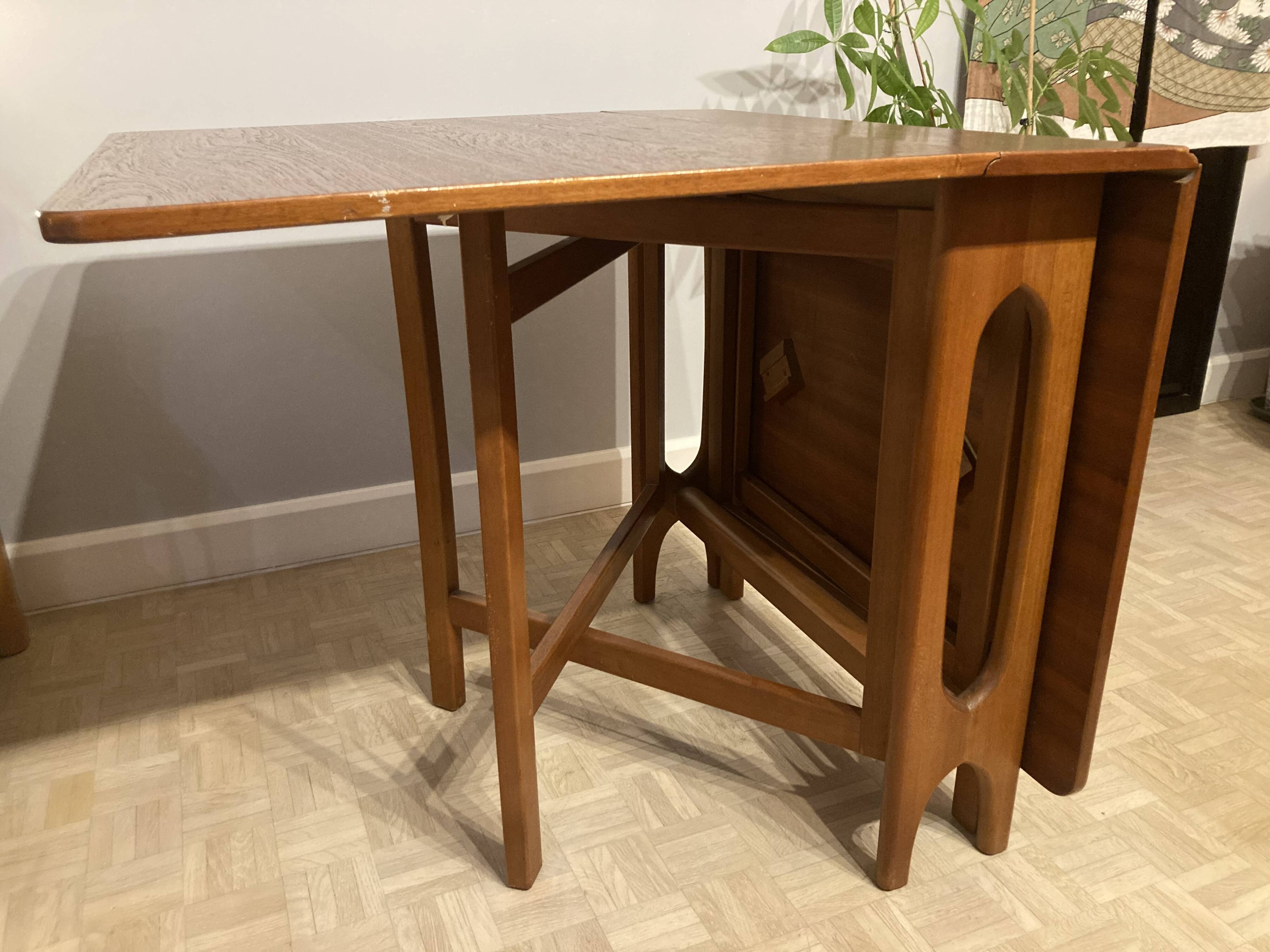Vintage Scandinavian style wooden folding table in teak from the 1960s