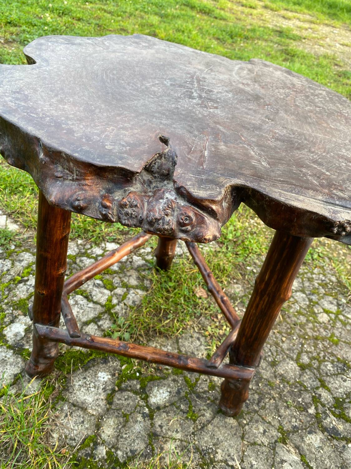 Coffee table log Elm burl? brutalist work 60s 70s