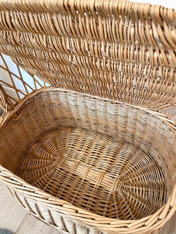 Banquette coffre en rotin - Années 70