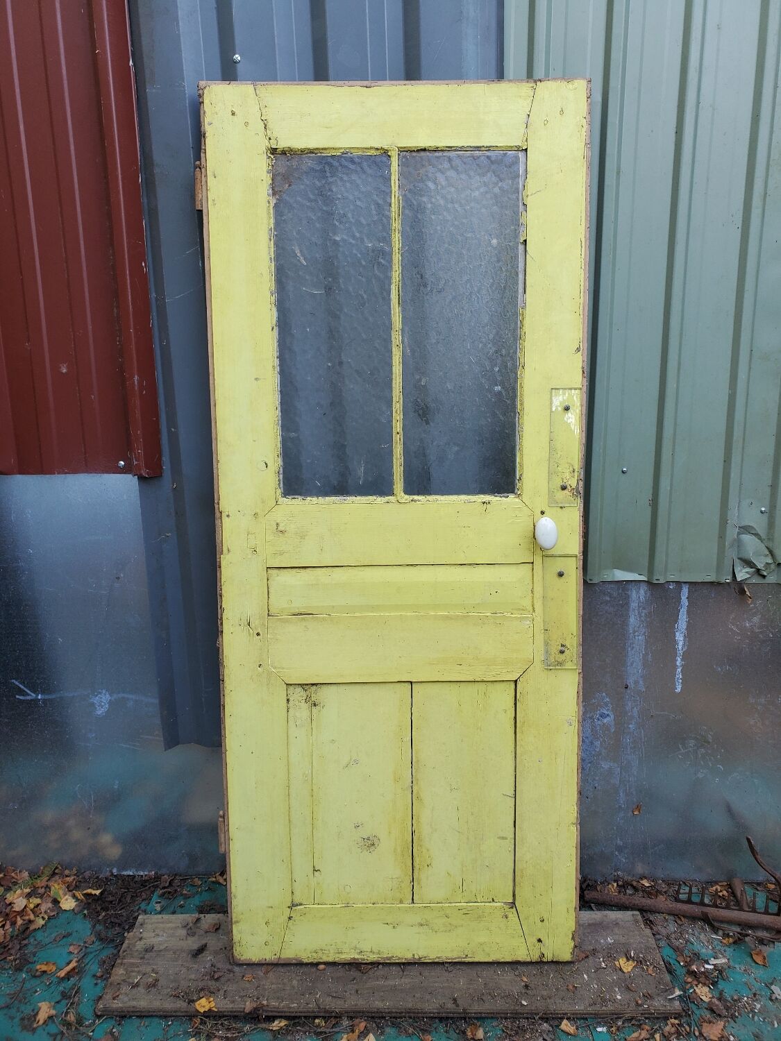 Old fir glass door