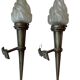 Antique pair of torchiere wall lights and lanterns