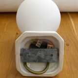 Vintage wall lamp with outstretched hand & opaline globe