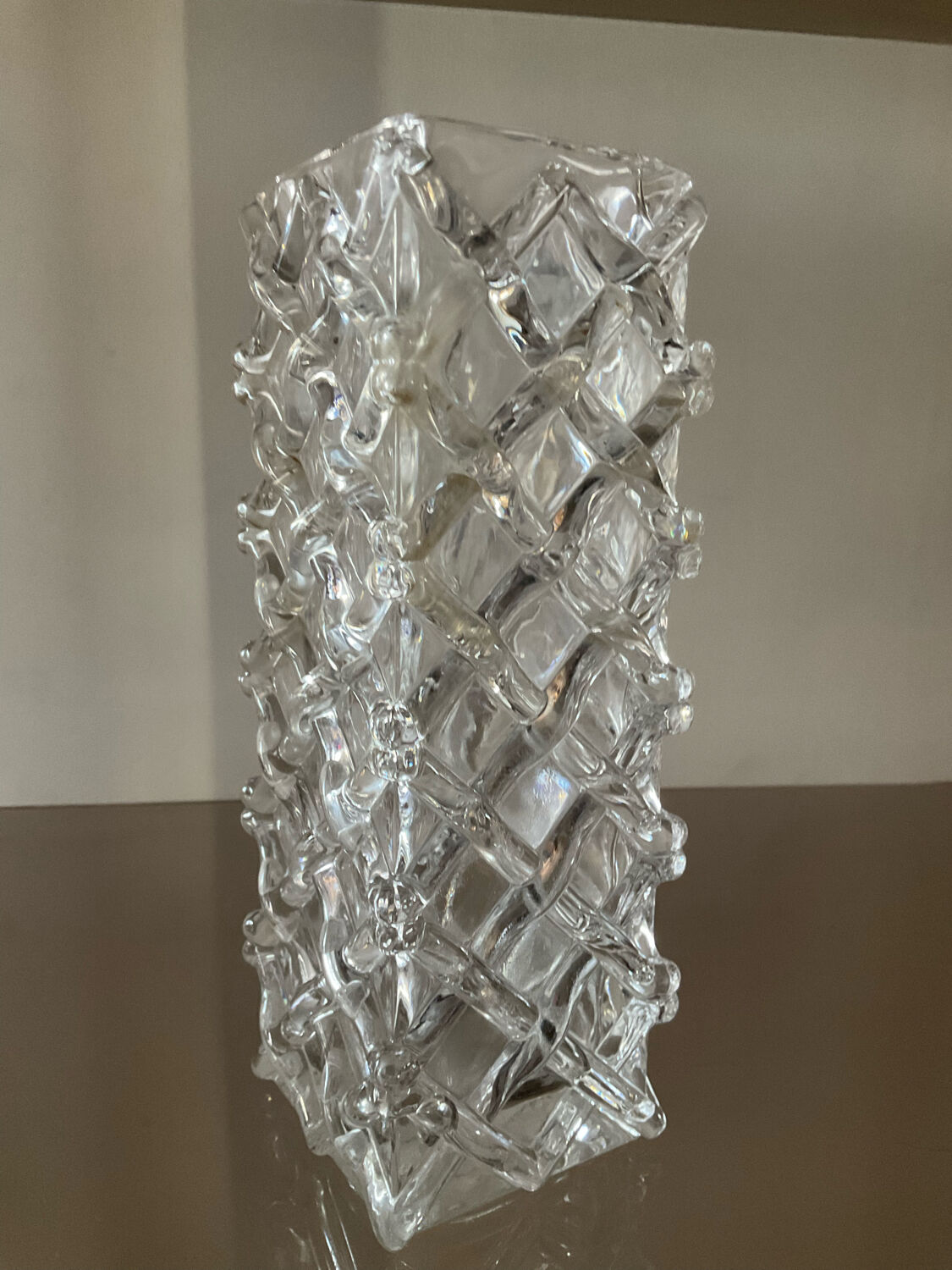 Vintage vase in molded glass and glass paste