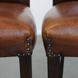 Set of 6 Dining Chairs Made from Sheepskin Leather