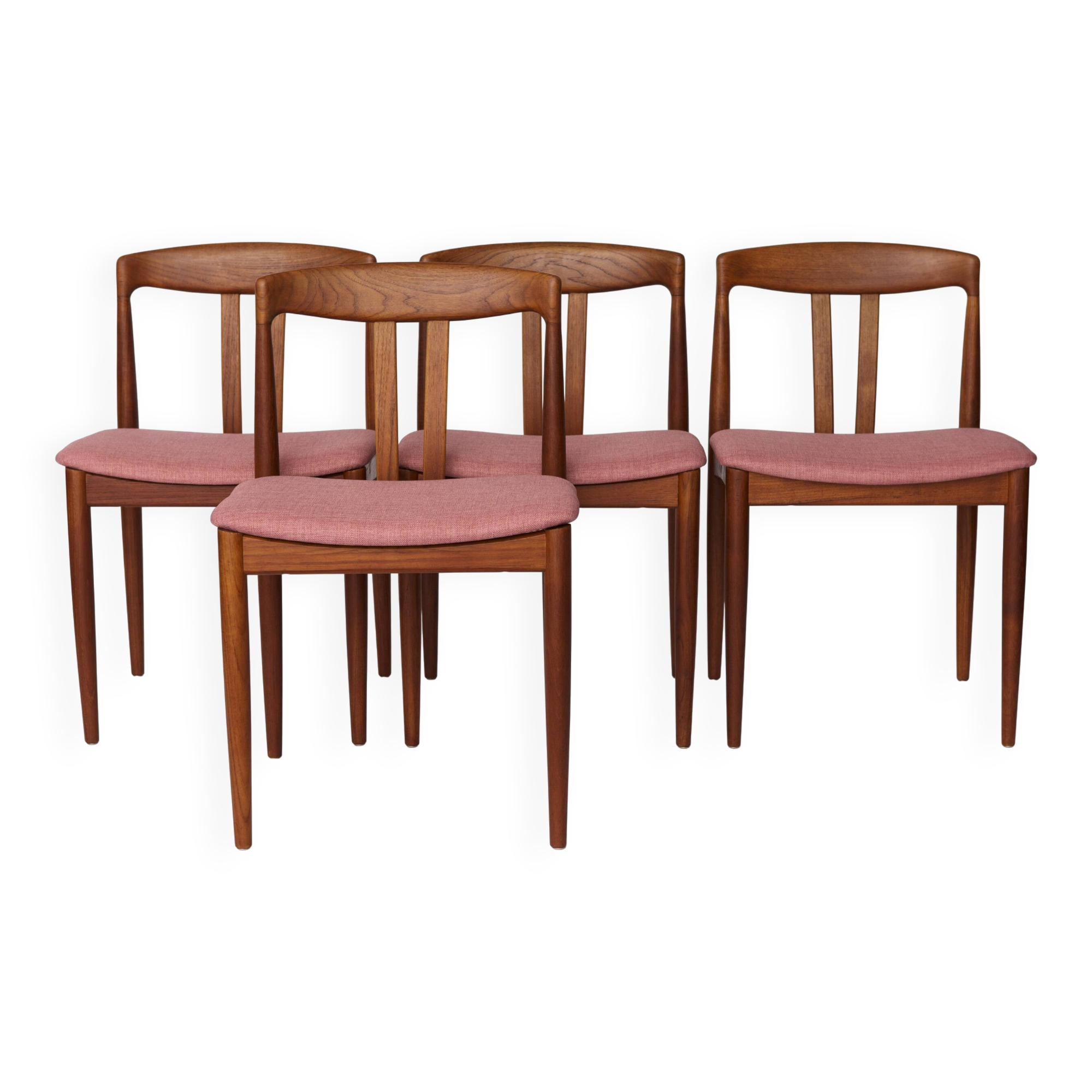 Set of 4 Bramin Teak Dining Chairs – Denmark 1960s – Pink Upholstery