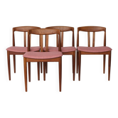 Set of 4 Bramin Teak Dining Chairs – Denmark 1960s – Pink Upholstery