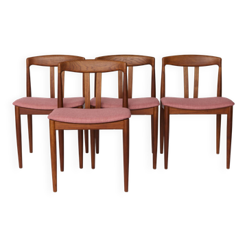Set of 4 Bramin Teak Dining Chairs – Denmark 1960s – Pink Upholstery