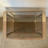 Chrome and smoked glass designer side table / side table, 1970s
