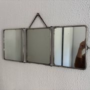 Vintage 1930s triptych barber mirror registered G.B Paris - 28 x 69 cm