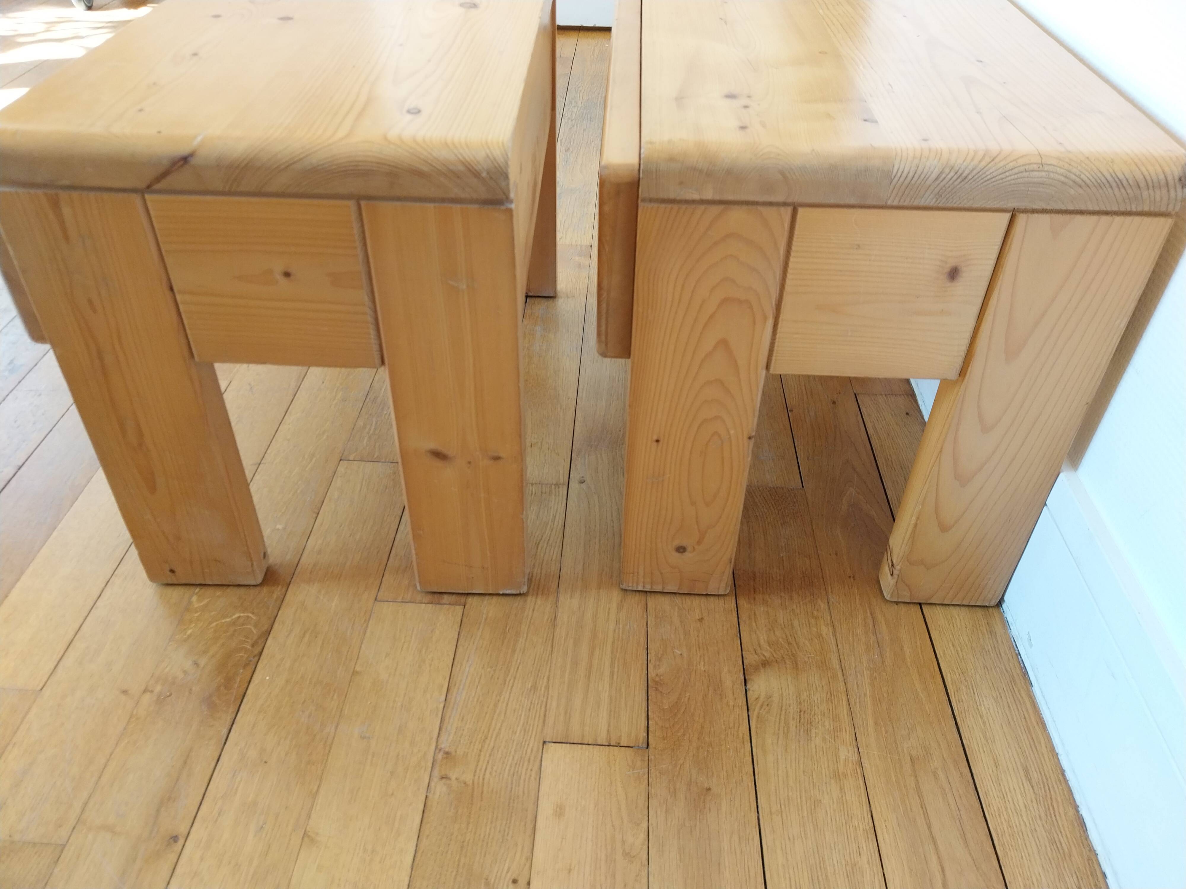 Pair of bedside tables Charlotte Perriand Les Arcs