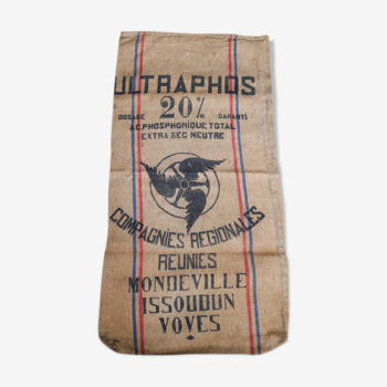 Sac en toile de jute des compagnies réunies de fabriques d'engrais (phosphates) 1934/35