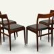 Set of 4 vintage teak and black faux leather chairs – 1960s