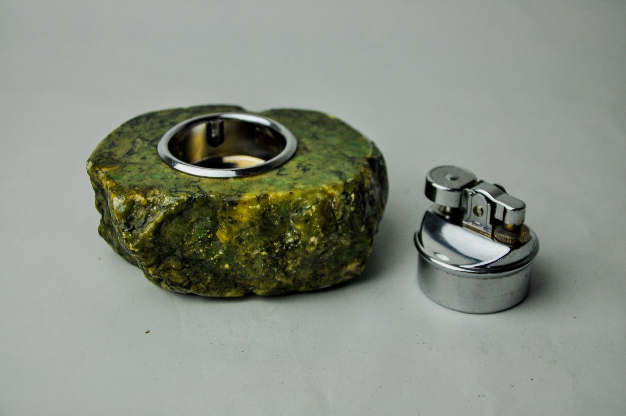 Green alabaster lighter by Romano Bianchi, Italy, 1970