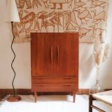 Vintage 1960s wooden wardrobe with two doors and two drawers.