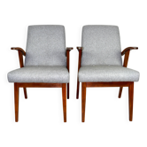 Ensemble de fauteuils et chaises vintage 300-123, design M. Puchała - chevrons gris