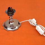 Art deco era table lamp chromed metal tulip in the shape of pink / opaque glass