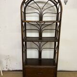 Etagère bibliothèque vintage en rotin et bambou