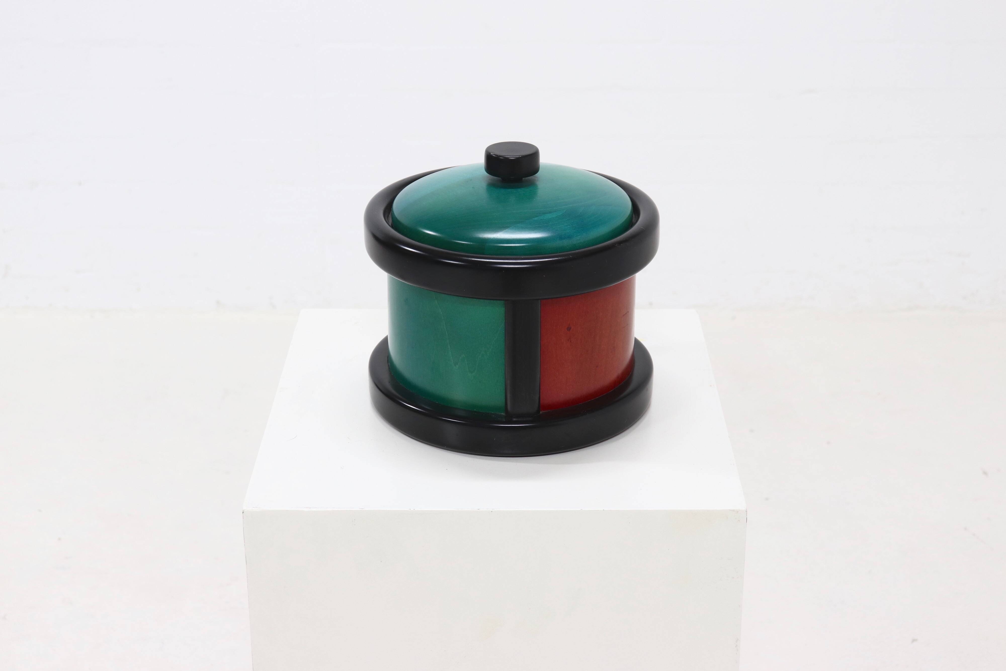 Postmodern Italian Wooden Ice Bucket by Pietro Manzoni 1980s