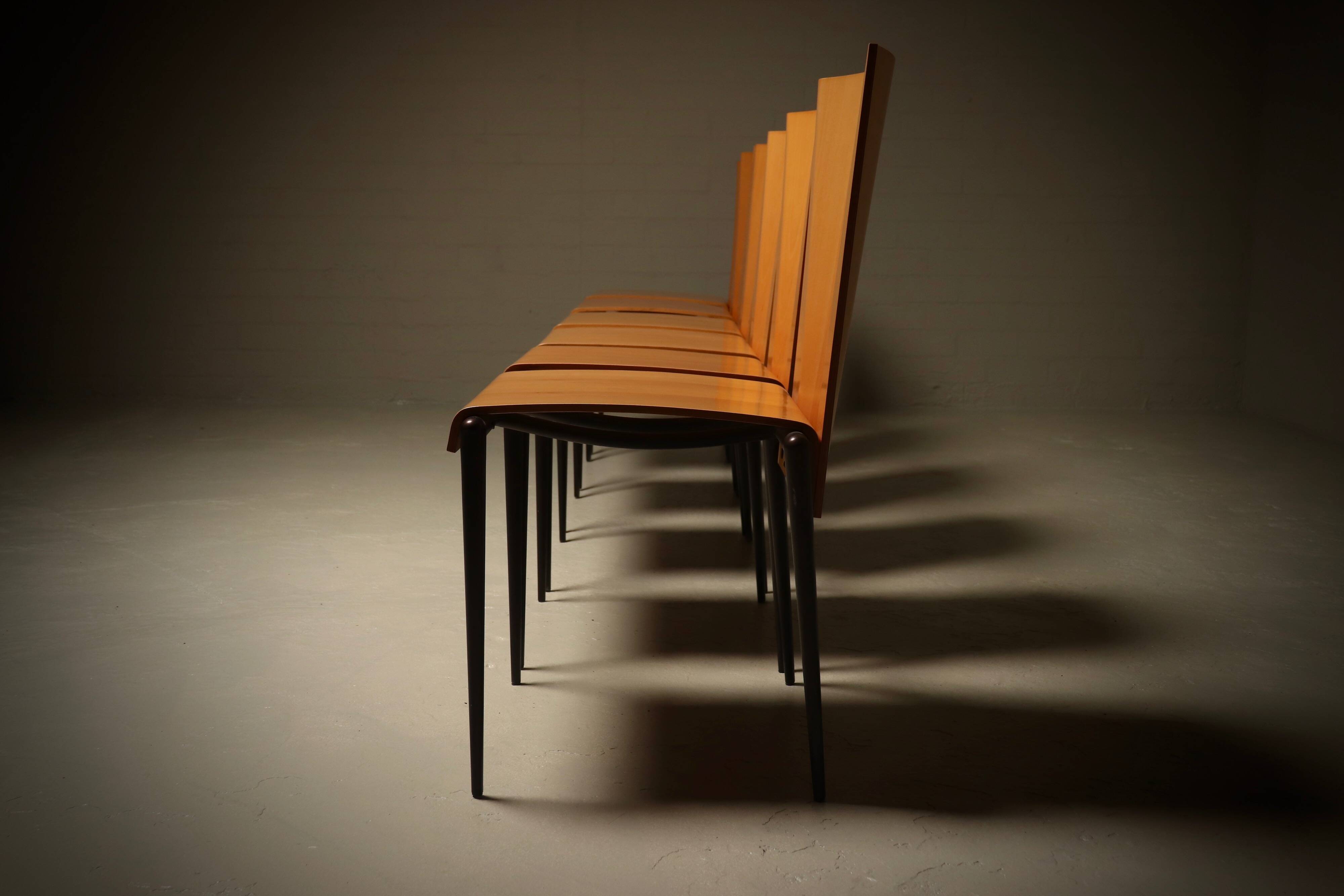 Set of 6 Post Modern Dining Chairs by Cidue Italy 1990s