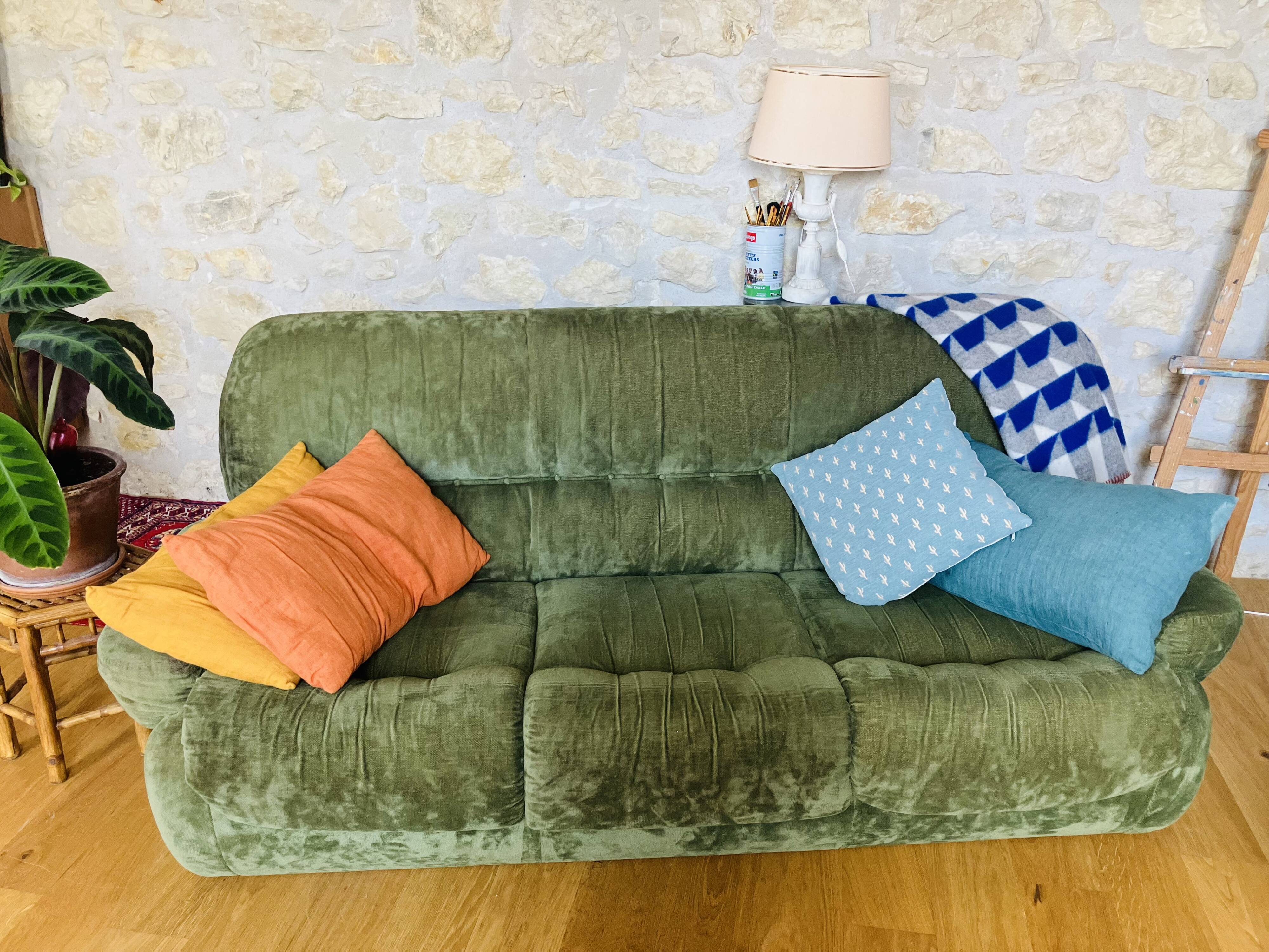 Canapé vert vintage
