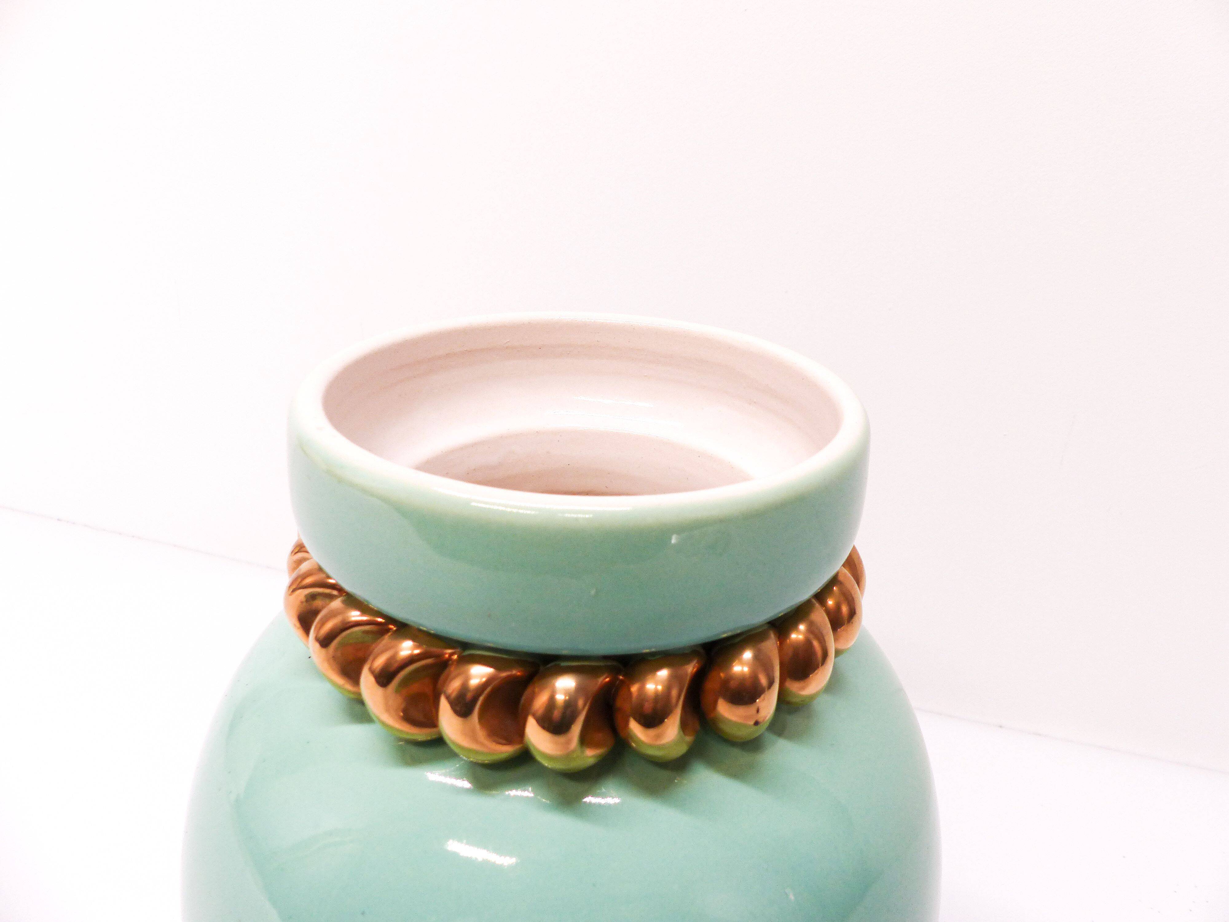 Pol Chambost vase in green earthenware 1950