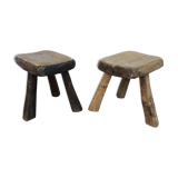 Pair of stools brutalist tripod gross desgin