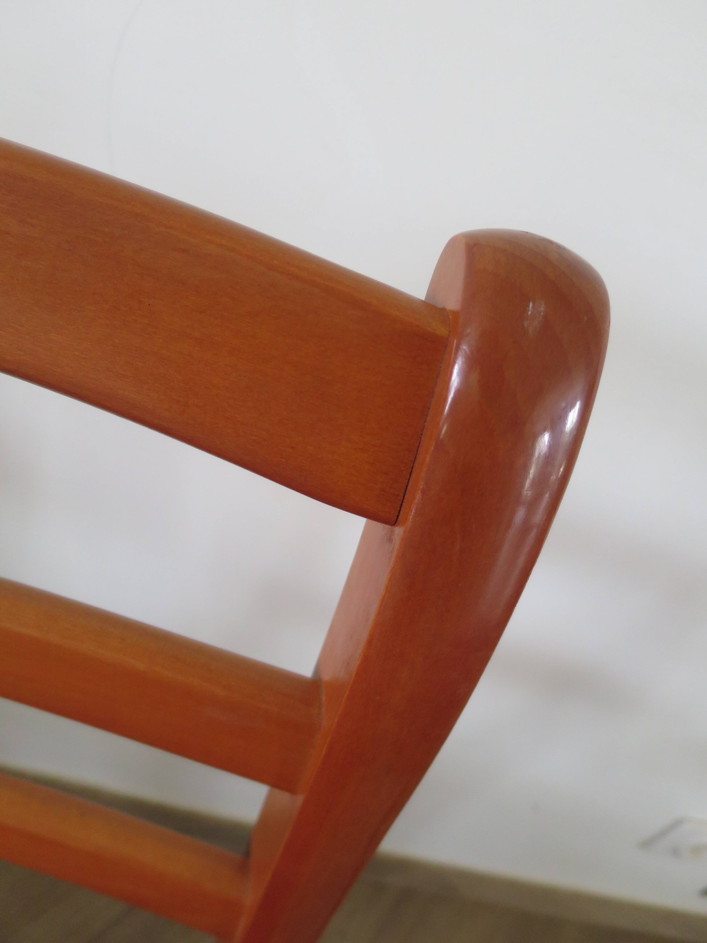 Solid cherry wood chairs and red velvet seat - Set of 4 - Louis Philippe style