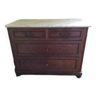 Small old chest of drawers with marble top