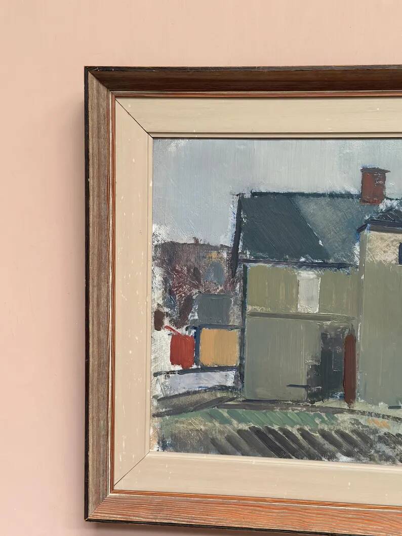 Original Swedish Oil on Canvas – “Sage House” by Gustav‑Adolf Johansson – Signed – Vintage & Framed