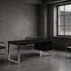 Vintage Mid-Century Danish Modern Minimalist Black Oak Desk with Chrome Base