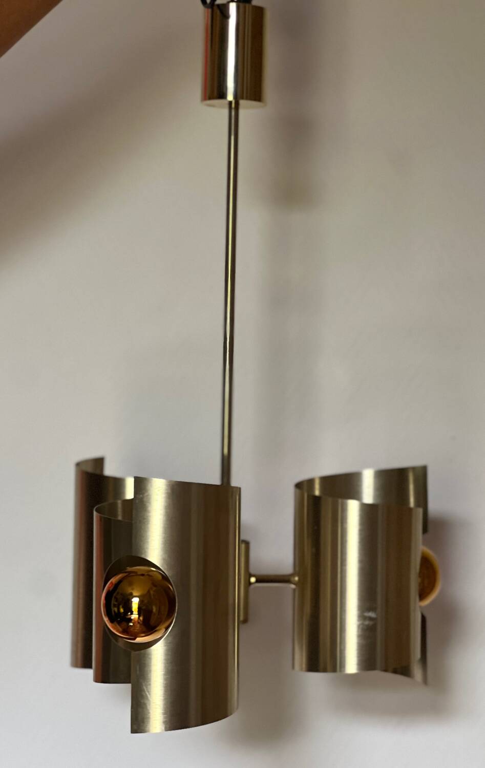 Lustre/suspension space age vintage 1970 alu brosse doree