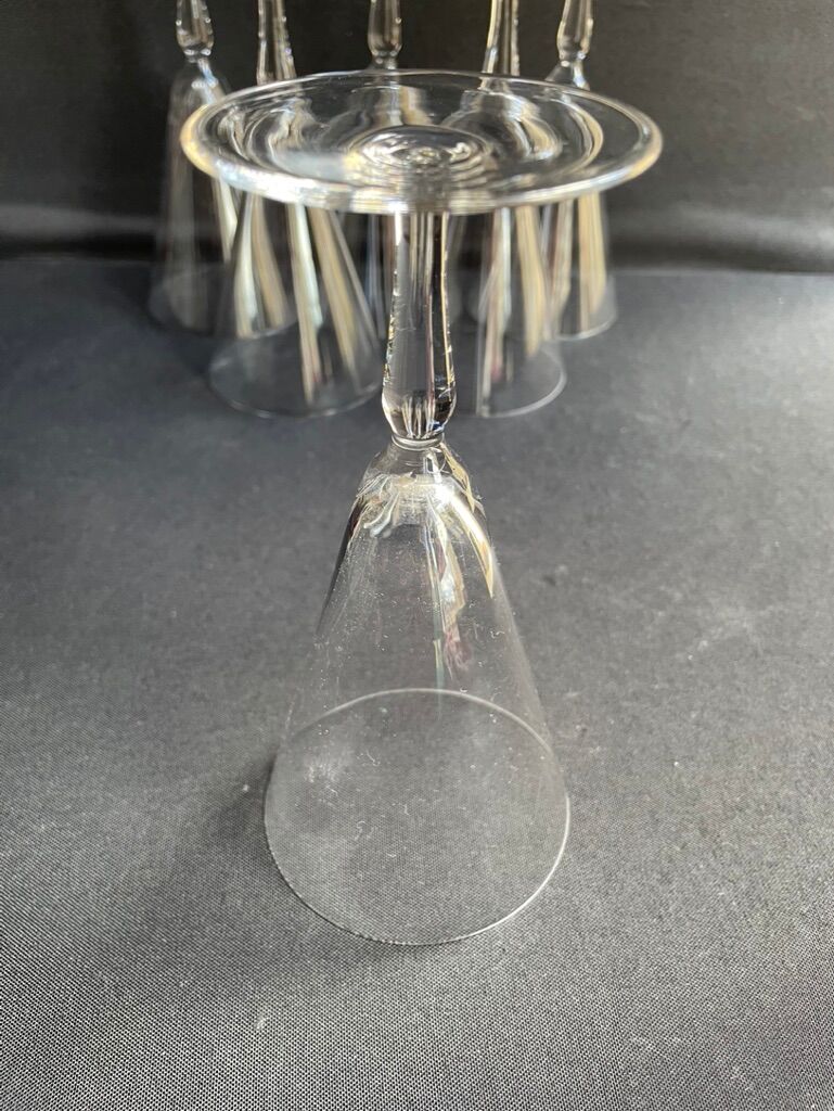Conical foot glasses (6) - art nouveau - plain light blown crystal