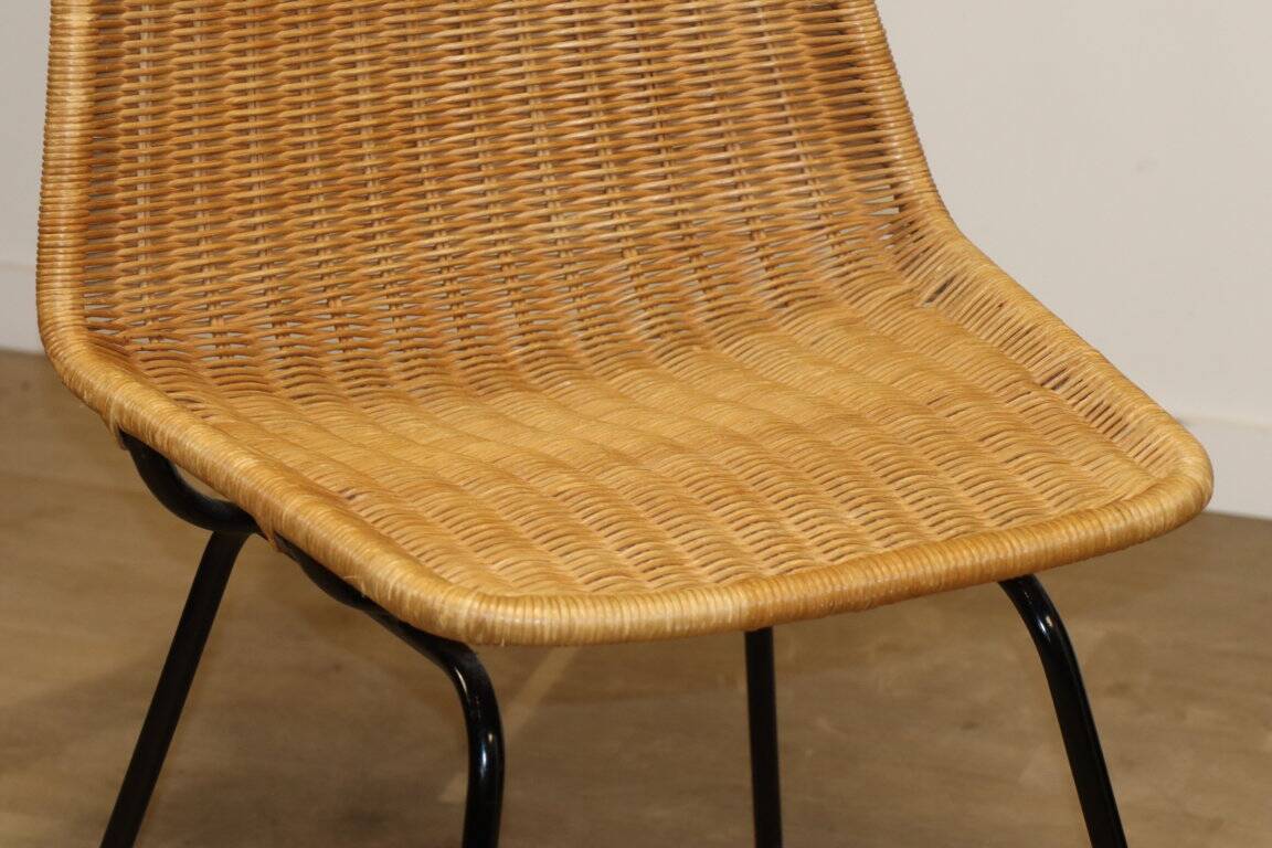Vintage "Italia 100" model chair by Rotanhuis in woven wicker, 1950s