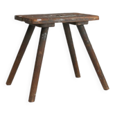 Tabouret de peintre français industriel en bois avec riche patine des années 1930