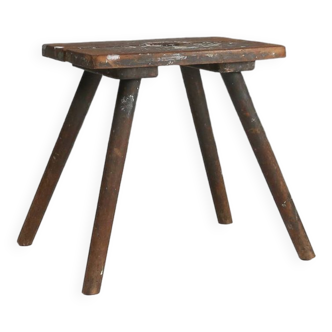 Industrial wooden French painters stool with rich patina from the 1930s