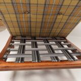 Fauteuil vintage Mid Century Design avec coussins en laine tartan jaune, Pologne, 1960