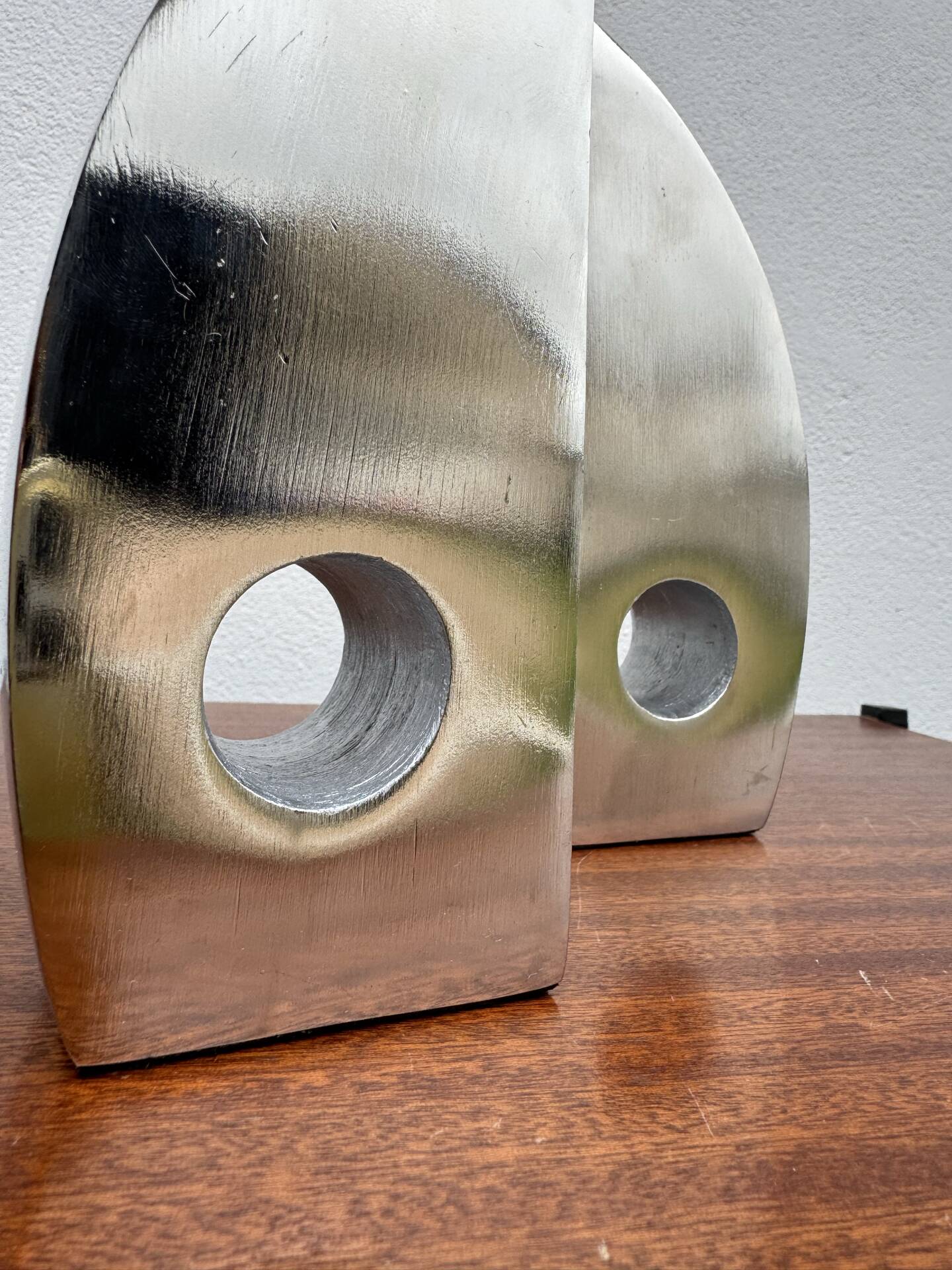 Bookends candle holders chrome aluminium