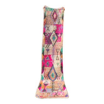 Berber carpet boujad corridor multicolored and fluorescent pink